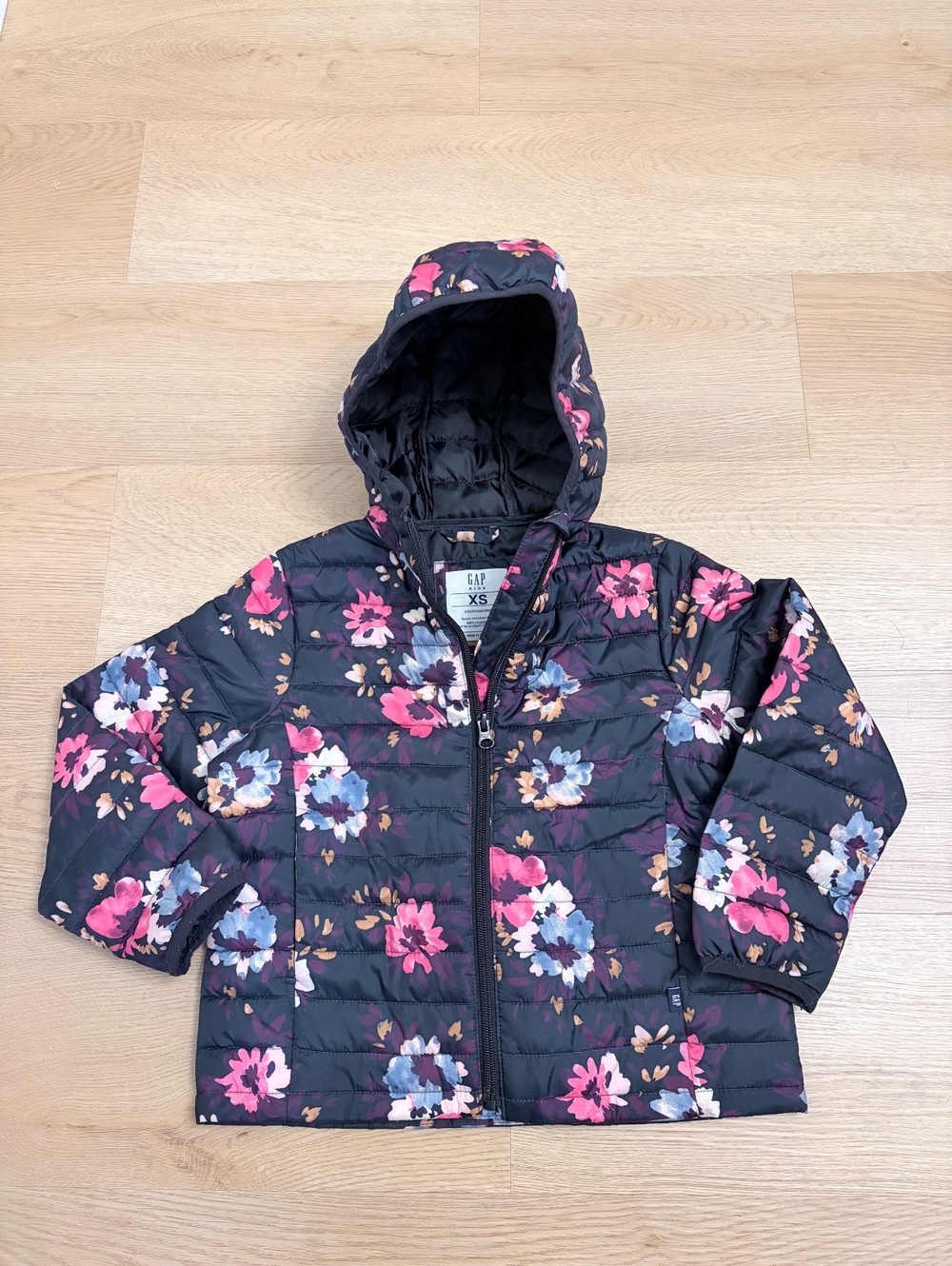 Gap Kids Girls ColdControl Floral Puffer Jacket Hooded XS 4-5